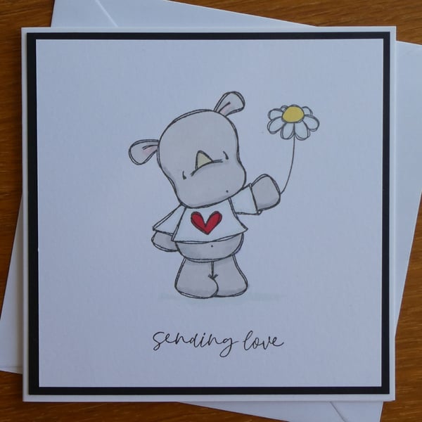 Rhinocerus with Daisy Card
