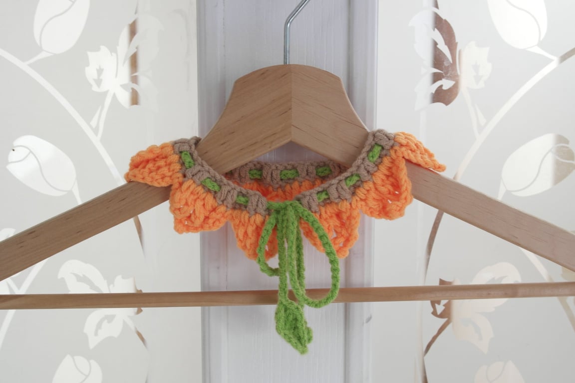 Handmade Crochet Sunflower Detachable Collar, Pet & Doll Scarf, Floral Boho