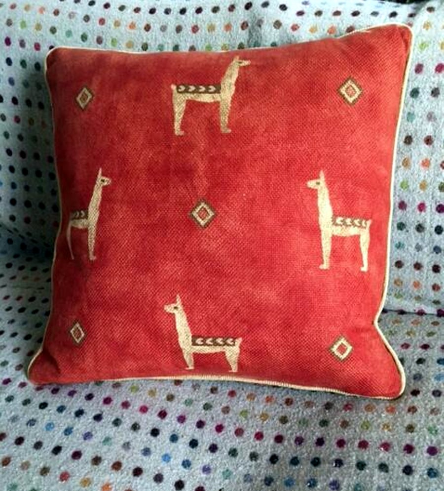 ANDREW MARTIN "LLAMA" FABRIC CUSHION 21" X 21" SUPPLIED WITH FEATHER INNER
