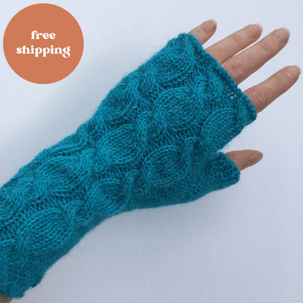 Alpaca Wrist Warmers Fingerless Gloves