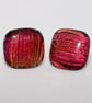 Red & Gold Coloured Glass Cuff-Links - 4014 - Image 3