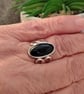 Black Agate Ring sterling silver Heart decoration - Image 2