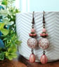 Pink Czech Glass Boho Flower Earrings  - Image 3