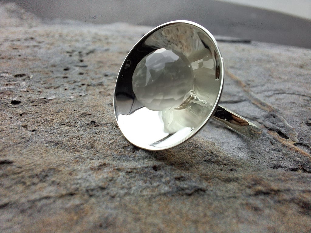 Luminous Moonstone Dome Ring A Whisper of Magic & Light. SILVER 925