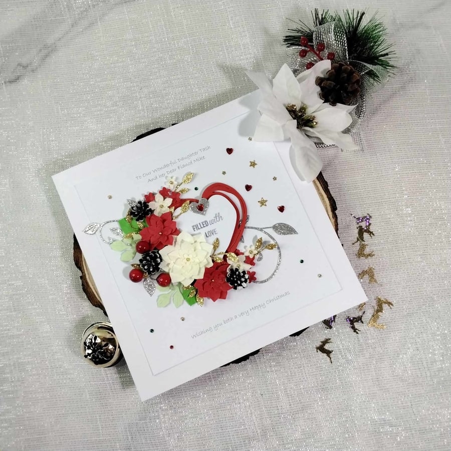 Christmas card hand- made, unique, luxury, personalised 