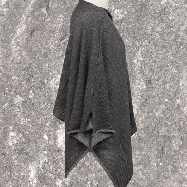 Dark Grey and silver Grey Reversible merino poncho. Women's cape. Wedding shawl