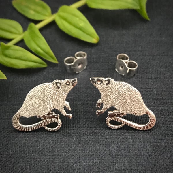 Silver Rat Earrings - Folksy