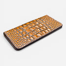 Handmade Croc Texture Long Leather Wallet with Coin Pocket