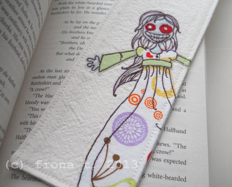 embroidered fabric bookmark