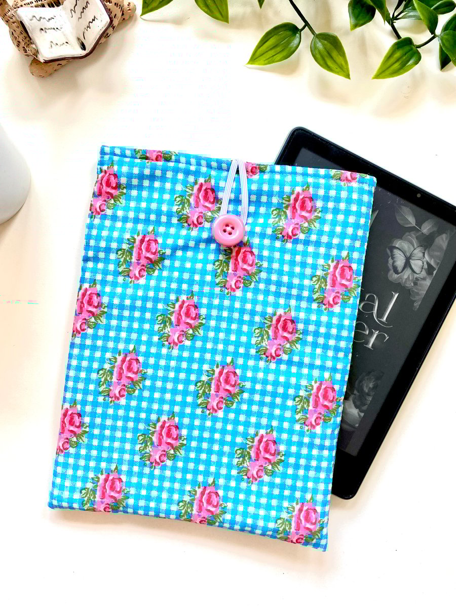 Handmade Floral Kindle Sleeve, E-reader pouch