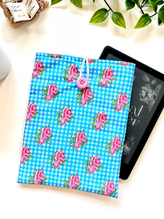 Handmade Floral Kindle Sleeve, E-reader pouch