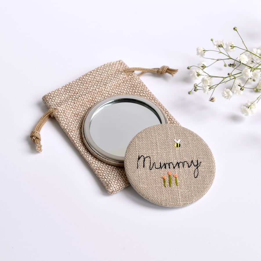 Mummy compact mirror, Mummy hand mirror, personalised pocket mirror