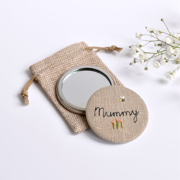Mummy compact mirror, Mummy hand mirror, personalised pocket mirror
