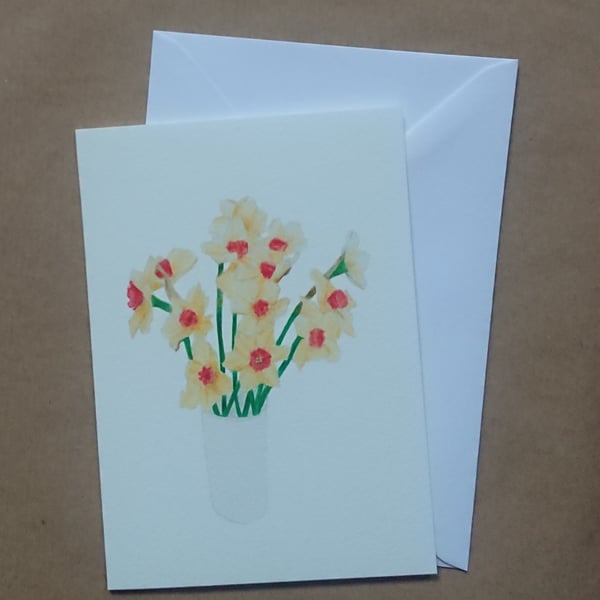 Spring Daffodils handmade blank inside flower note card