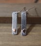 Silver Leaf Imprint Earrings with Copper Heart - Image 2