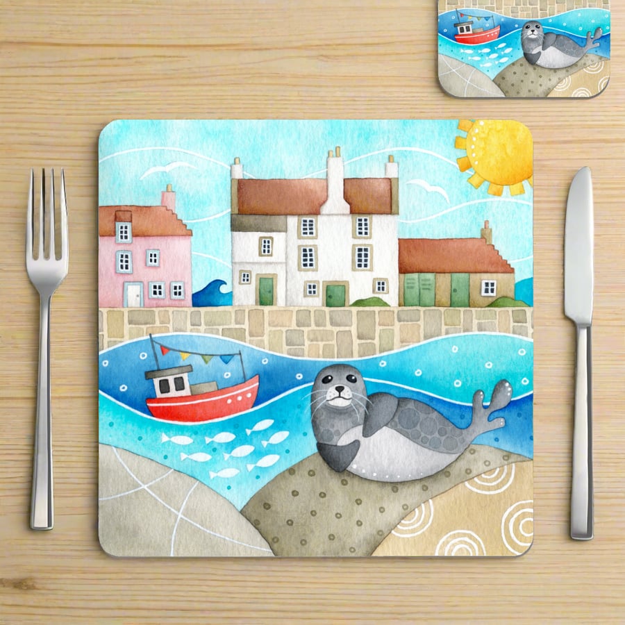 Placemat - Seal at Pittenweem, East Neuk of Fife. Seaside Coastal Table Mats.