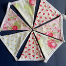 SECOND Pink, cream and green floral cotton bunting (3.25m)