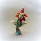Felted Garden Fairy, Flower Creature, Needle Felted Fantasy Decoration
