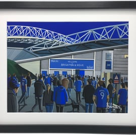 Brighton & Hove Albion F.C, Amex Stadium. Framed, Football Giclee Art Print.