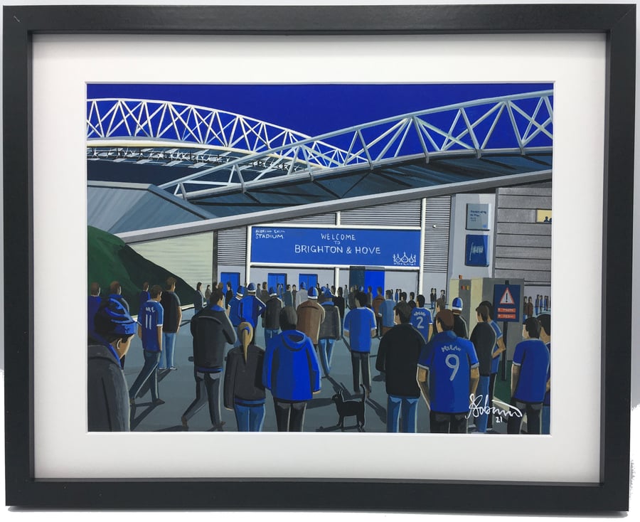 Brighton & Hove Albion F.C, Amex Stadium. Framed, Football Giclee Art Print.