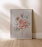 Pale Pink Vintage Rose Watercolour – Limited Edition A4 Print - Image 1