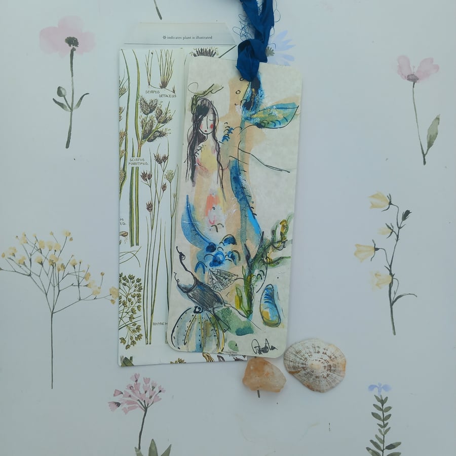 Hand drawn book mark 'Mermaid wishes '