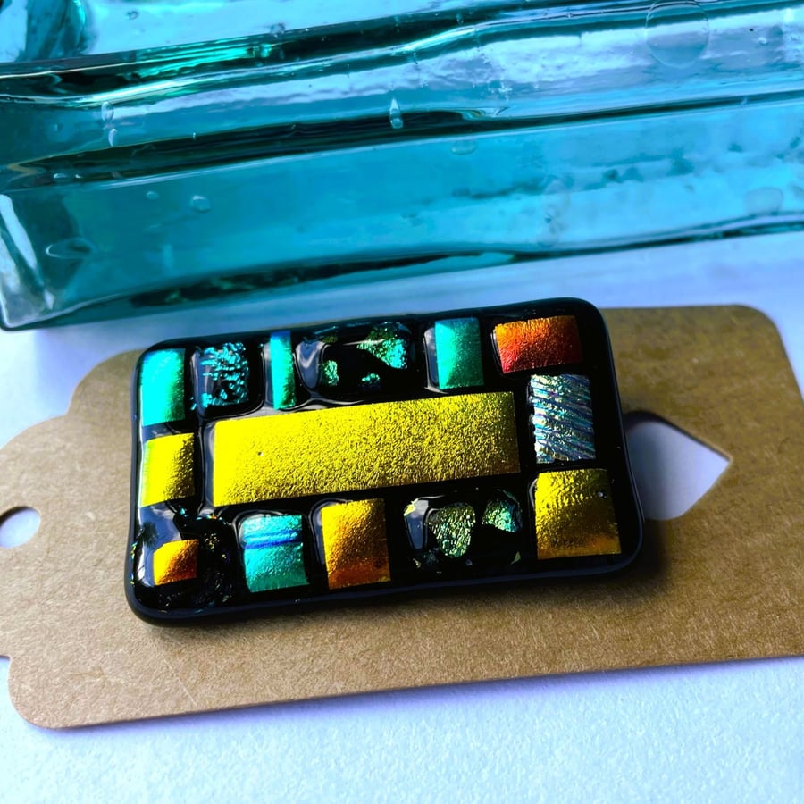 Fused Glass Mosaic inspired Brooch