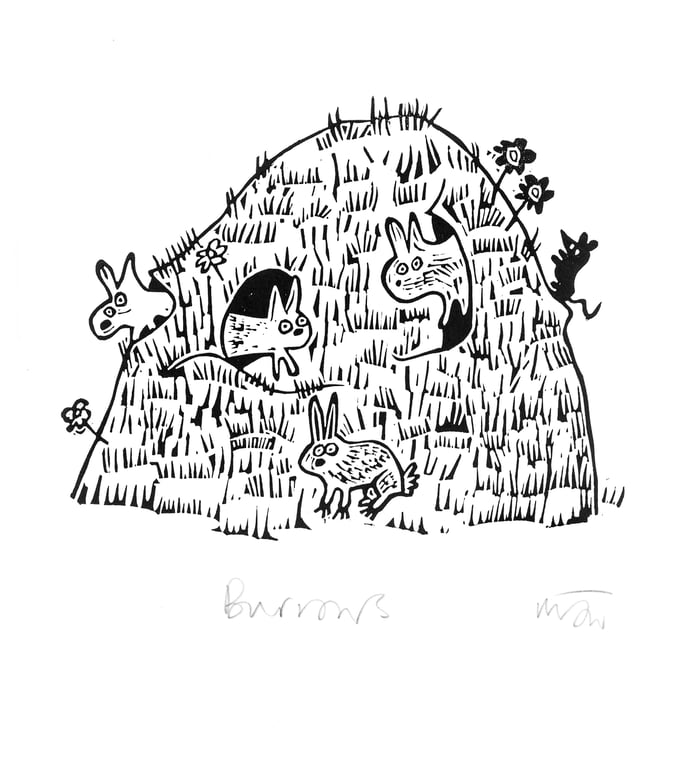 Burrows - lino cut