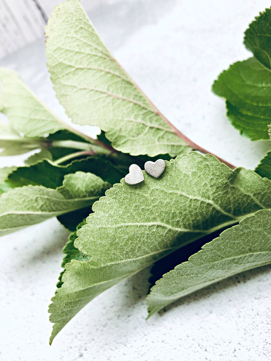 All We Need - small heart studs - valentine gift - Sterling Silver heart studs