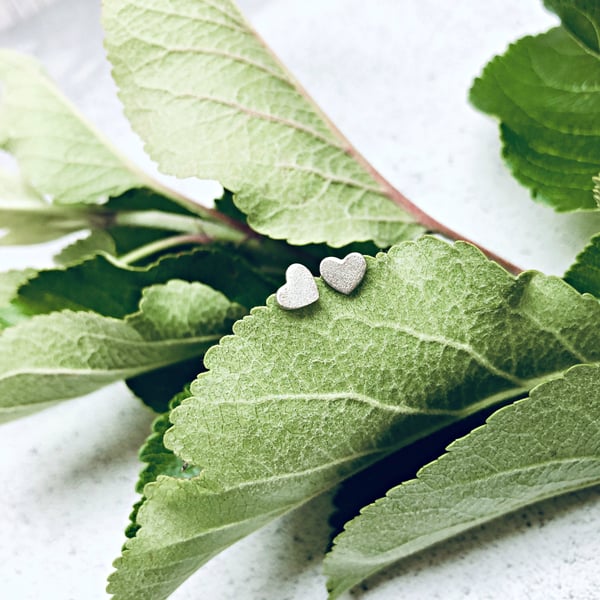 All We Need - small heart studs - valentine gift - Sterling Silver heart studs