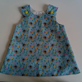 Dress, 12-18 months, Bees, floral Summer dress, A line dress, pinafore dress