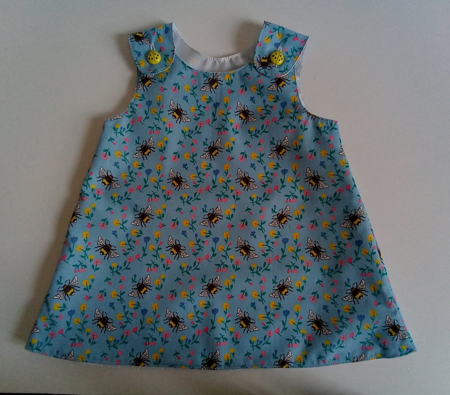 Dress, 12-18 months, Bees, floral Summer dress, A line dress, pinafore dress