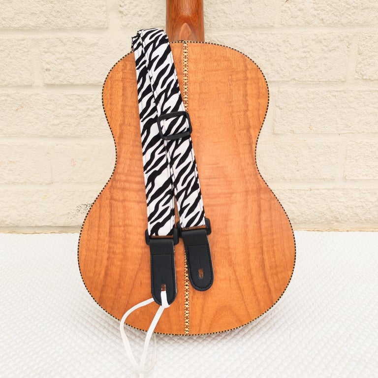 1 inch wide EXTRA LONG Zebra Print Ukulele Strap 