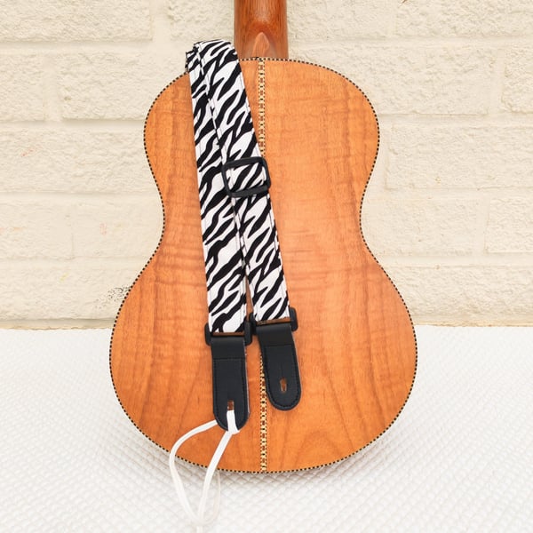 1 inch wide EXTRA LONG Zebra Print Ukulele Strap 