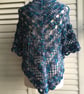 One Off Handmade Triangular Shawl in Textured Blues  - Image 2