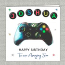 Game Controller Birthday Card, Handmade, Personalised, 148mm square
