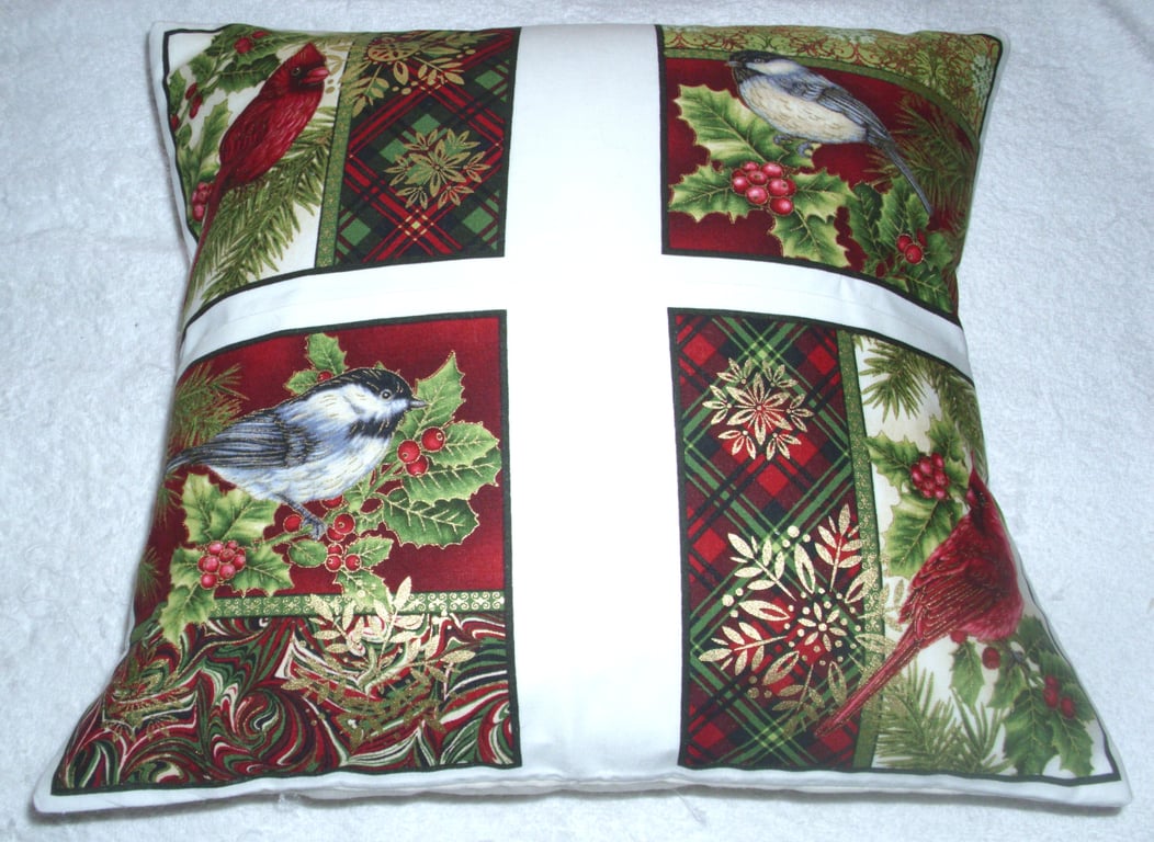 Birds patchwork cushion