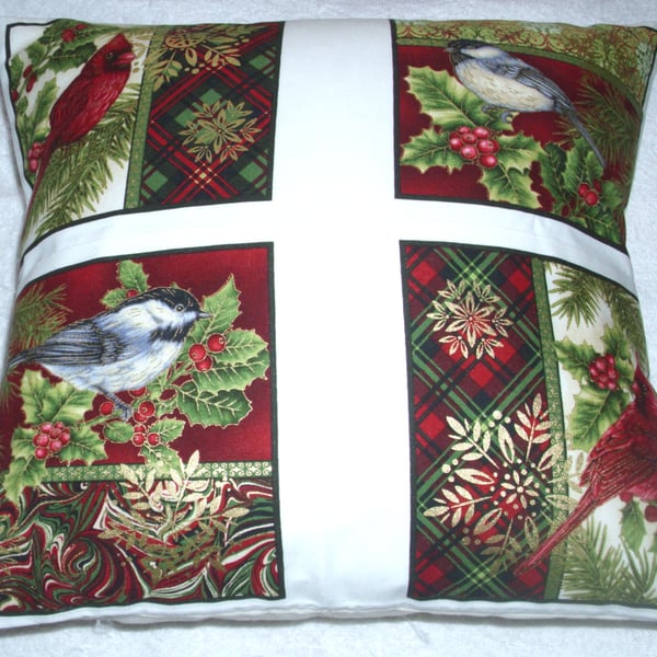 Birds patchwork cushion