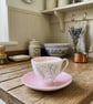 Meadow Lily and Cotton Tea Cup Candle with Saucer - Image 1