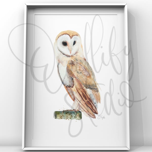 Perfectly Imperfect A5 Sample Print Watercolour Barn Owl Noble 