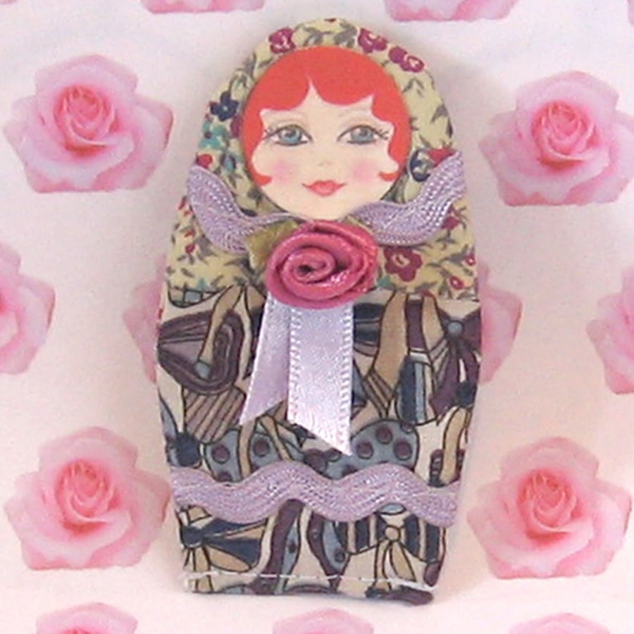 Mini Russian Matryoshka Doll Brooch