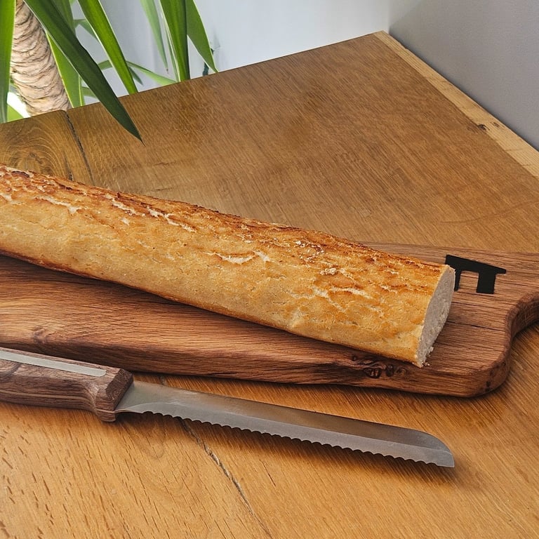 Handmade Reclaimed Oak French Stick Breadboard w Handle – Rustic or Round Edge