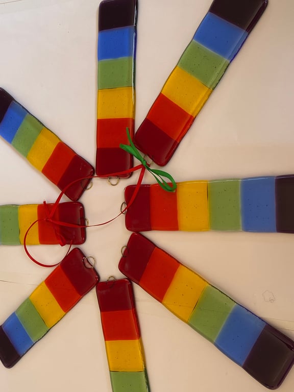 Rainbow sun catchers- fused glass-gift-garden hanger