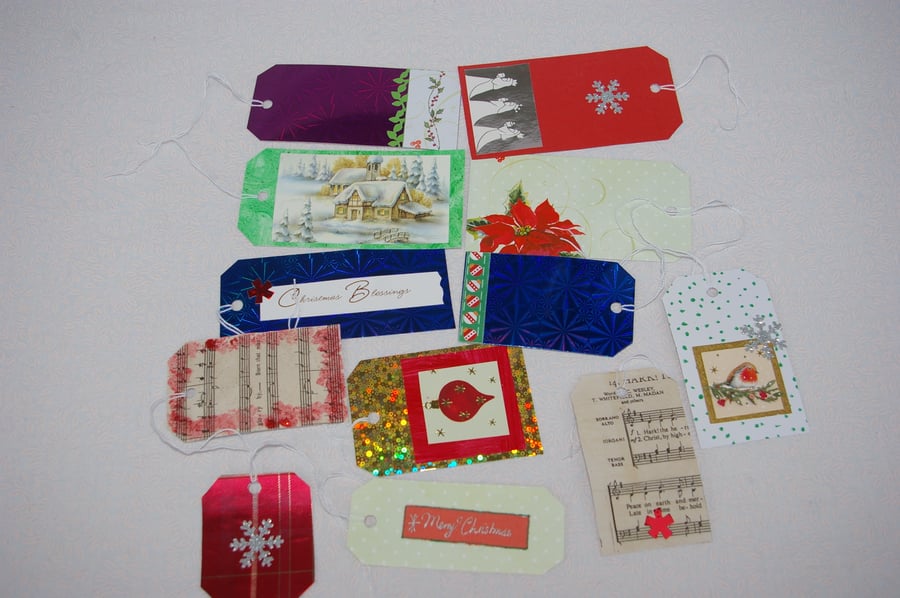 Christmas Upcylced Assorted Gift Tags 