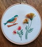 Bird with flowers embroidery art - hand embroidered picture - Image 9