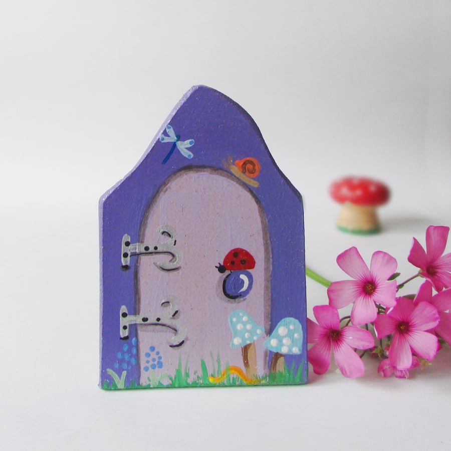 Small Fairy Door, Purple & Lilac, for Nursery or Playroom, Whimsical Fairytale