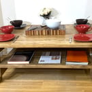 Large Salvaged Wood Coffee Table with Shelf