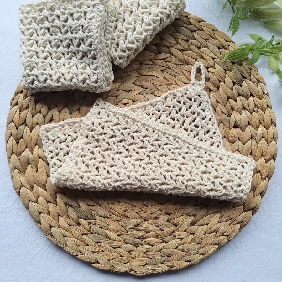 Crochet Cotton Wash Cloths, Dish Cloths