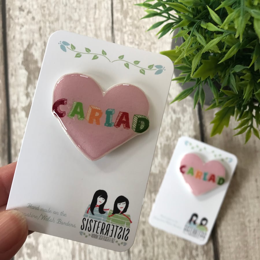 Cariad heart - hand made Pin, Badge, Brooch