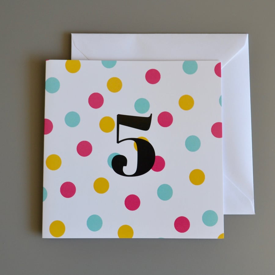 5th Birthday Card for Girl, Age Five, Fifth Birthday Card